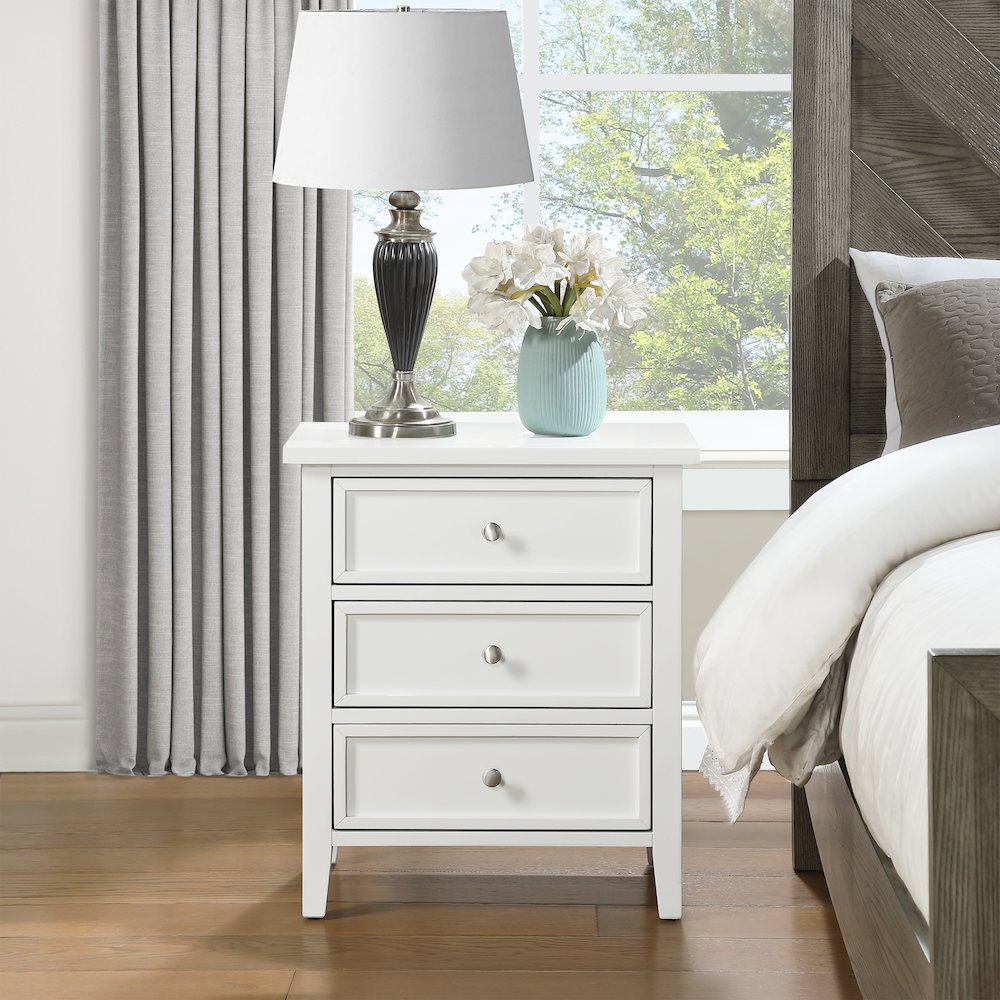 Lennon 3-drawer Nightstand – White