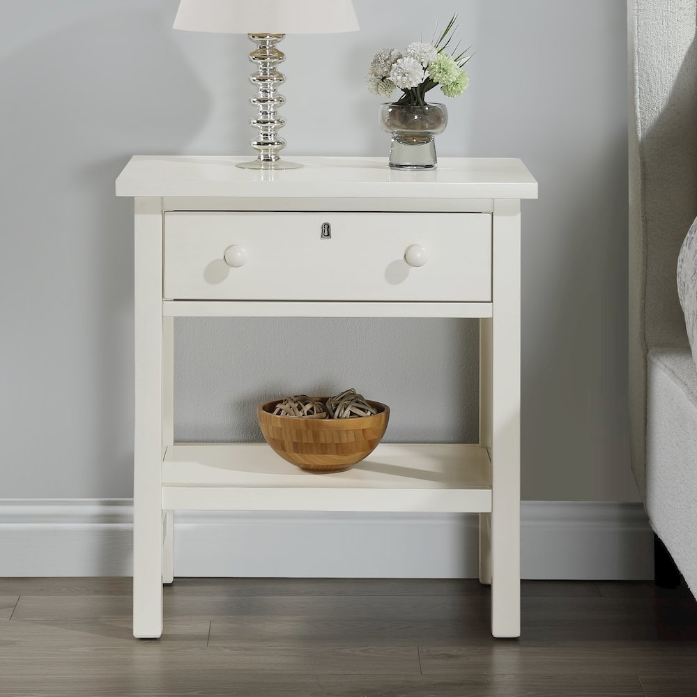 Franklen 1-drawer Storage Nightstand – Antique White