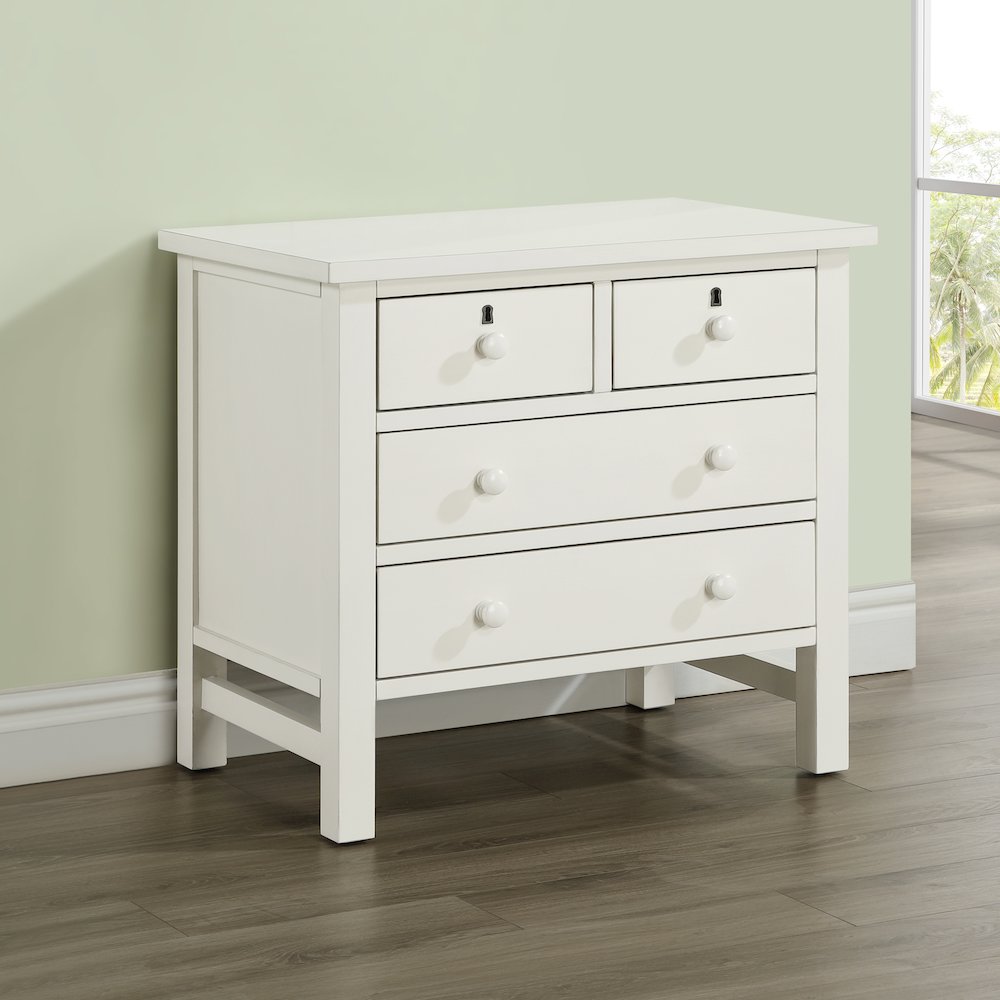 Greenwich 4-drawer Storage Nightstand – Antique White