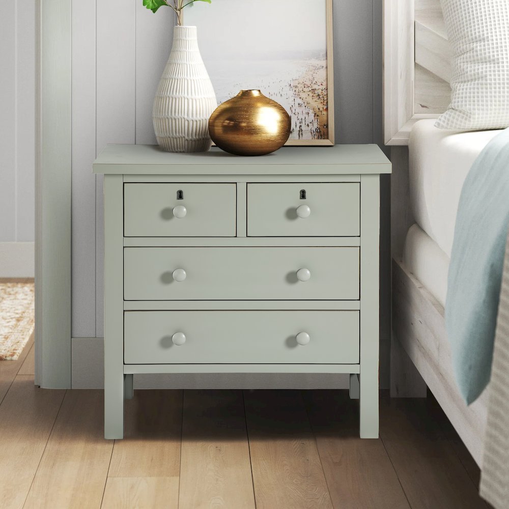 Greenwich 4-drawer Storage Nightstand – Antique Gray