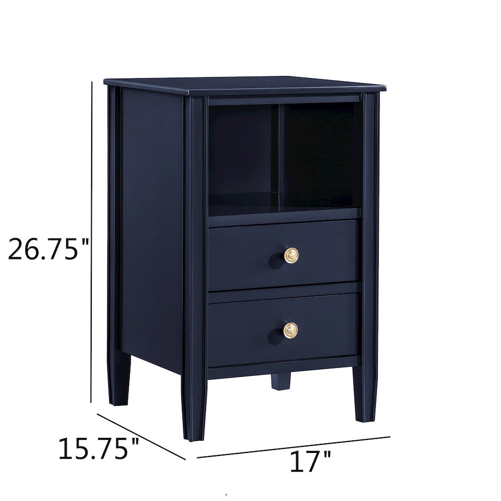 Winsley 2-drawer storage Nightstand – Midnight Blue