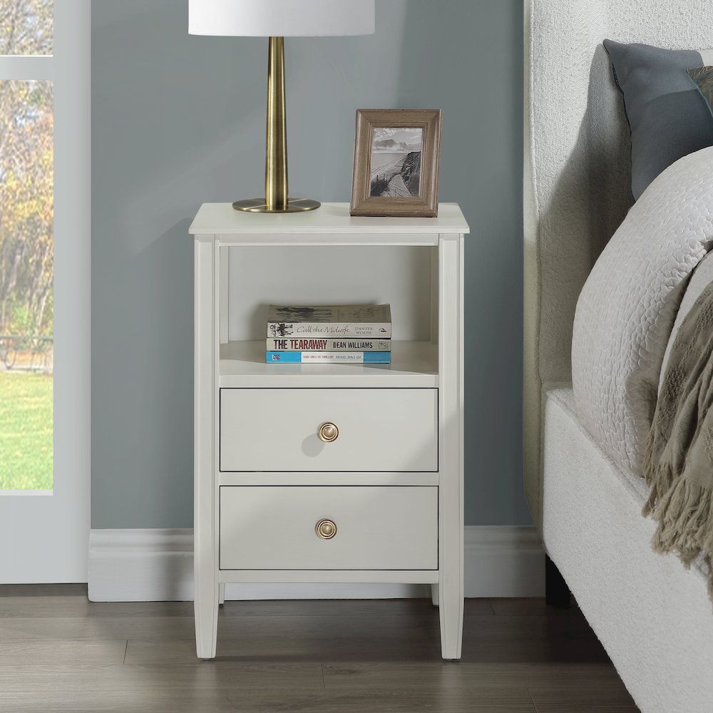 Winsley 2-drawer storage Nightstand – Antique White