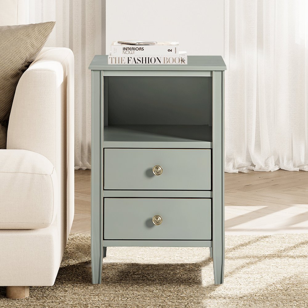 Winsley 2-drawer storage Nightstand – Antique Gray