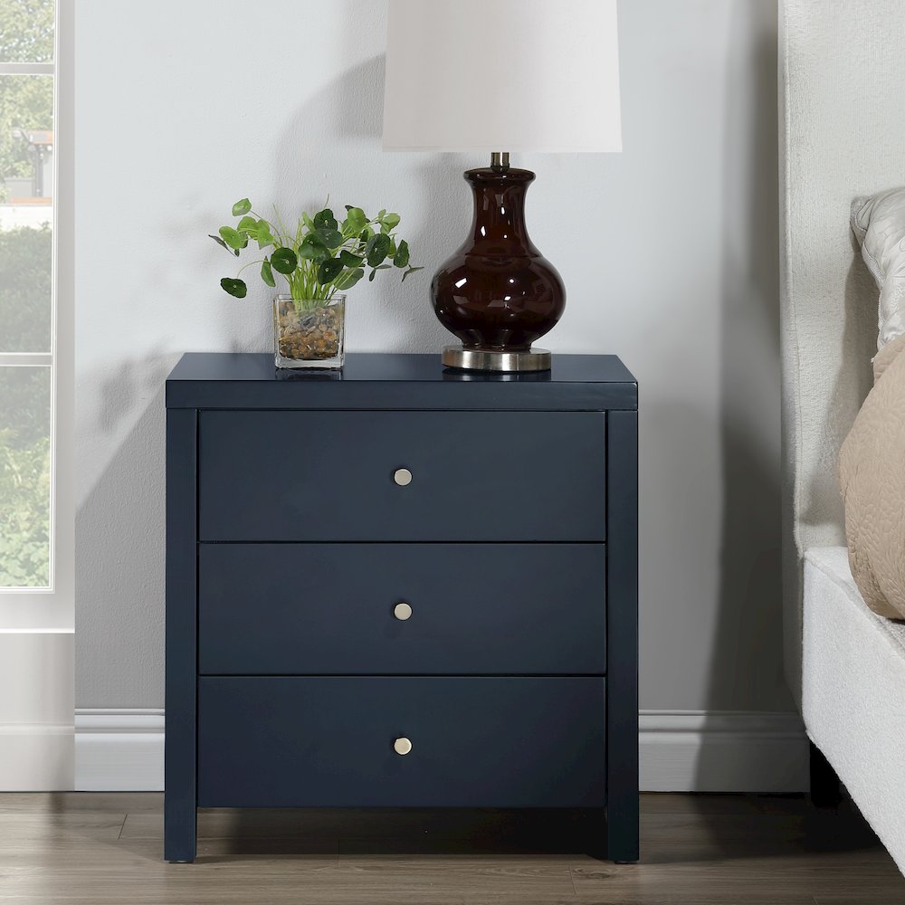 Nolan 3-drawer Nightstand – Midnight Blue