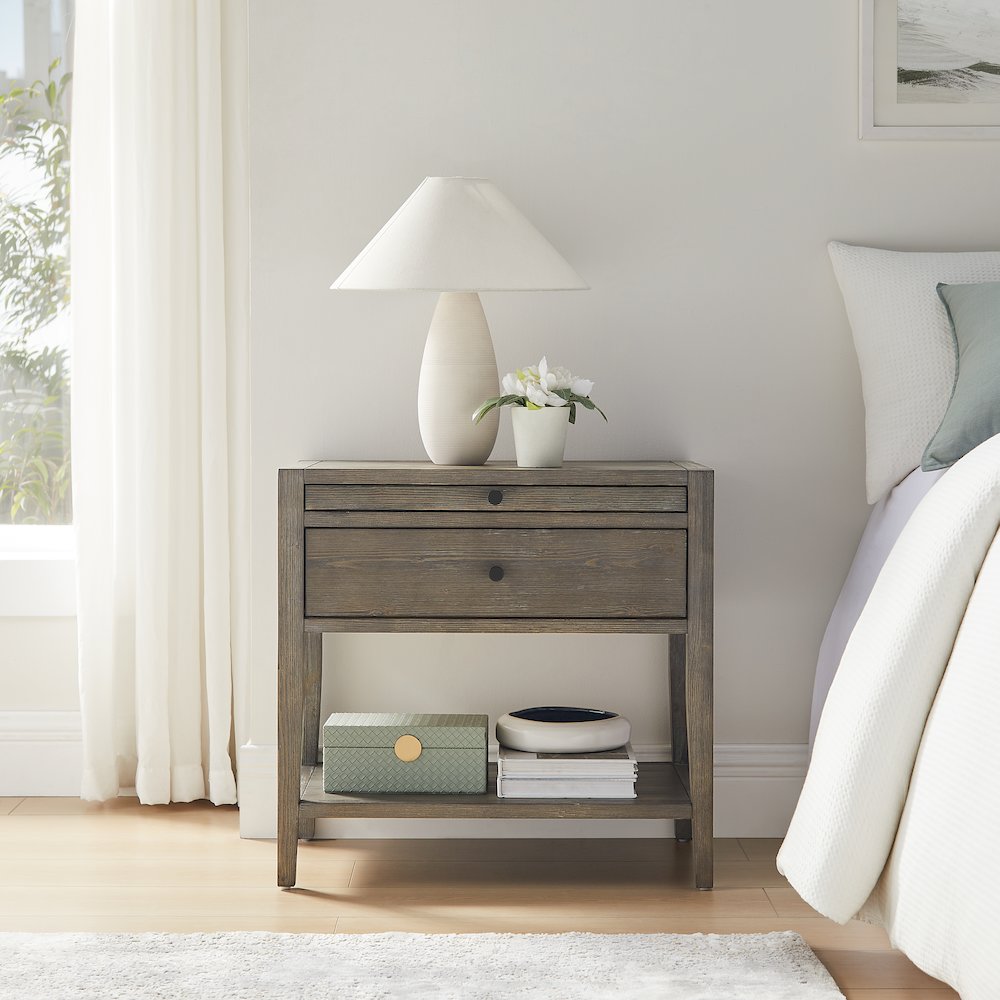 Shoreham 1-drawer Nightstand – Weathered Gray