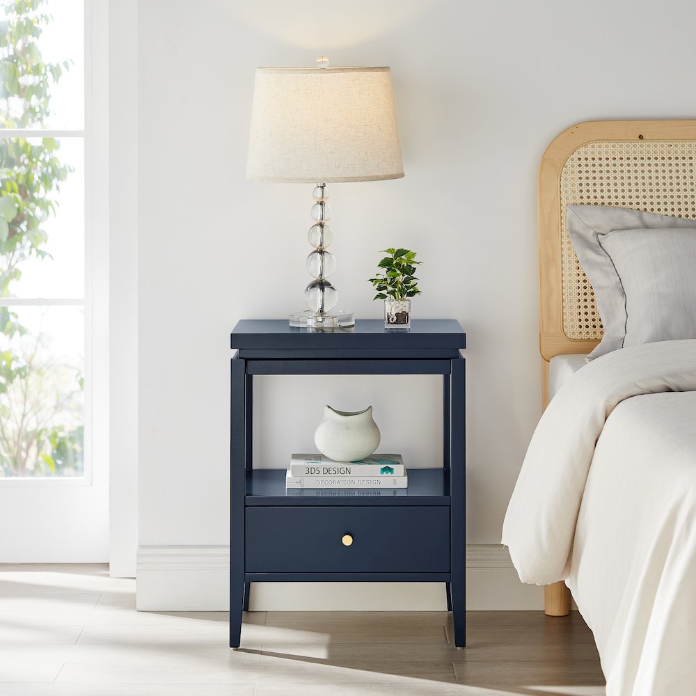 Opava Midnight Blue 1-drawer Nightstand