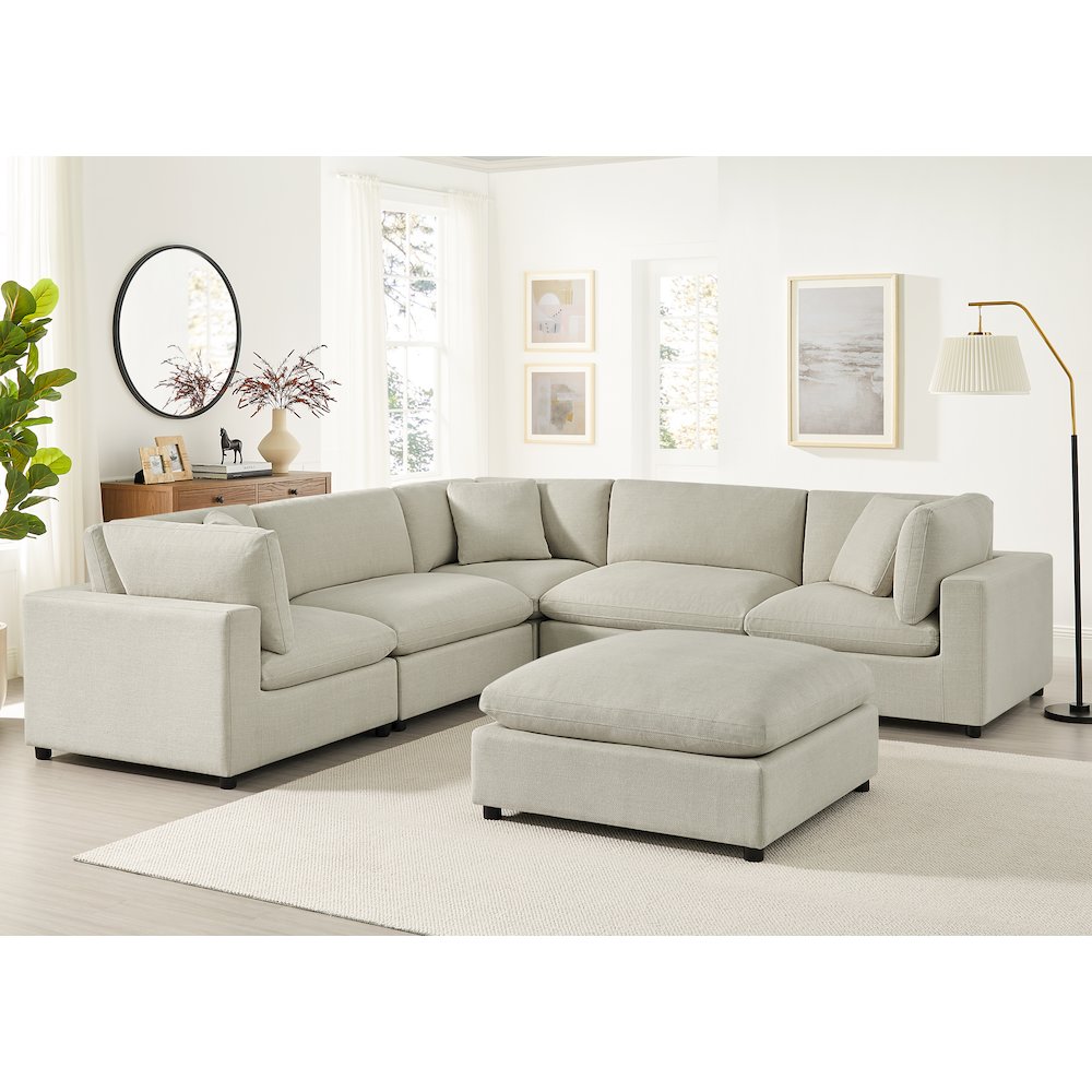 Casella Beige Fabric Ottoman