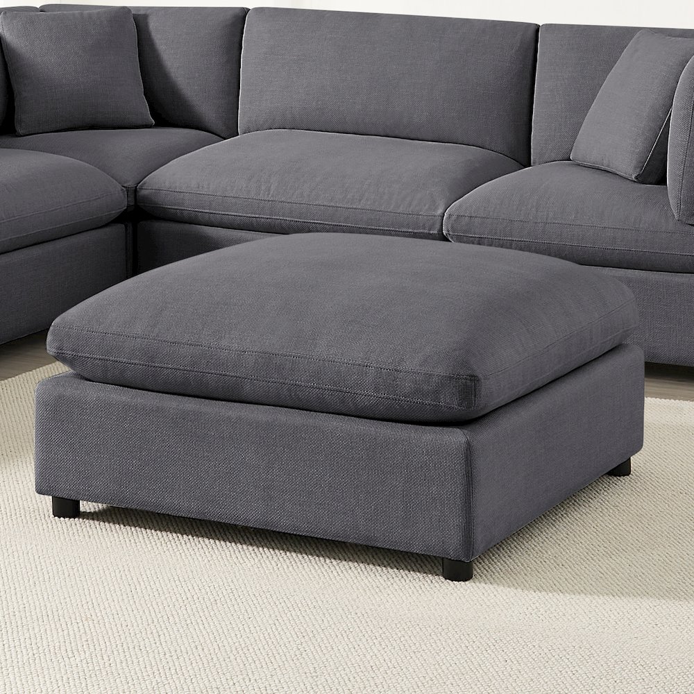 Casella Charcoal Fabric Ottoman