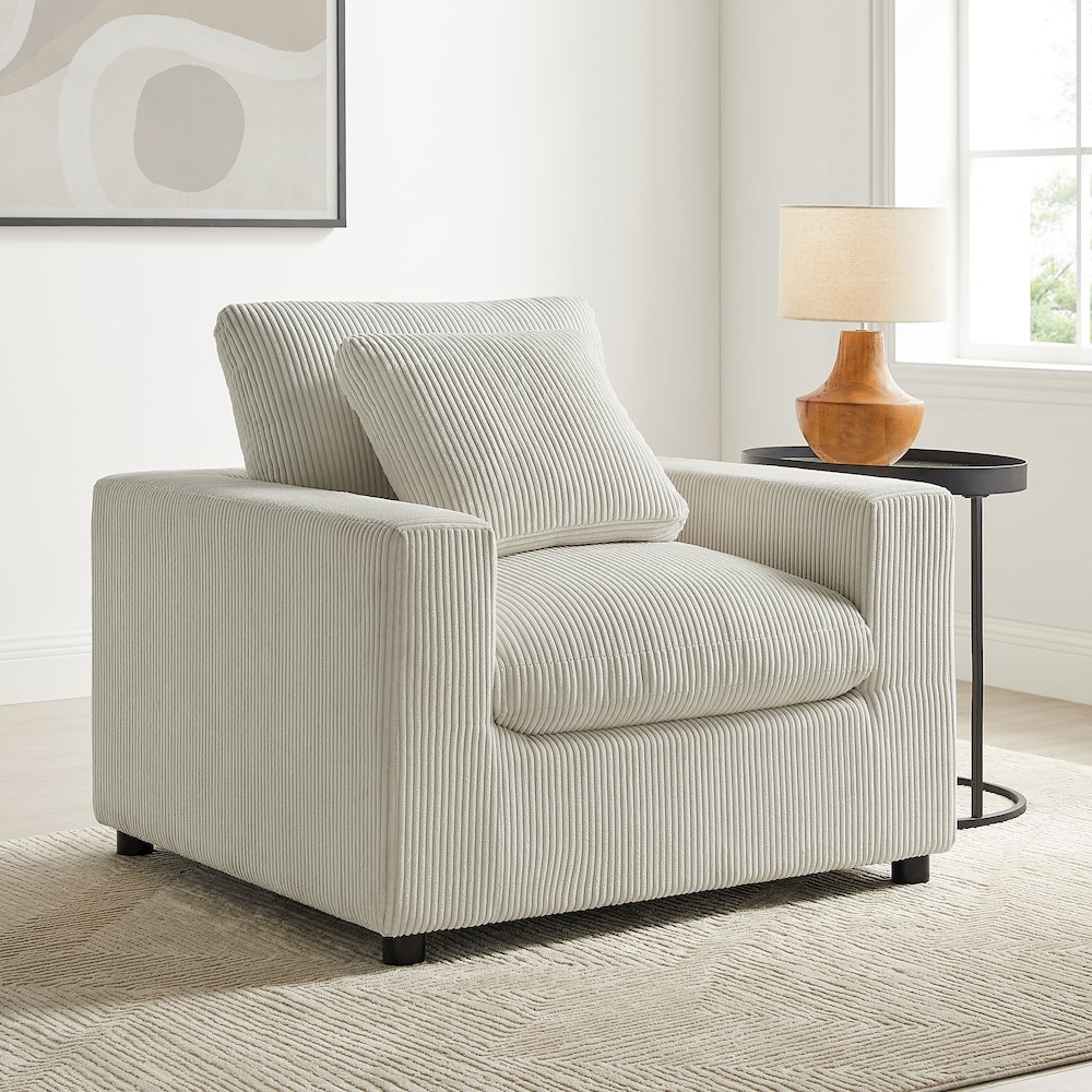Casella Modern Armchair – Beige Corduroy