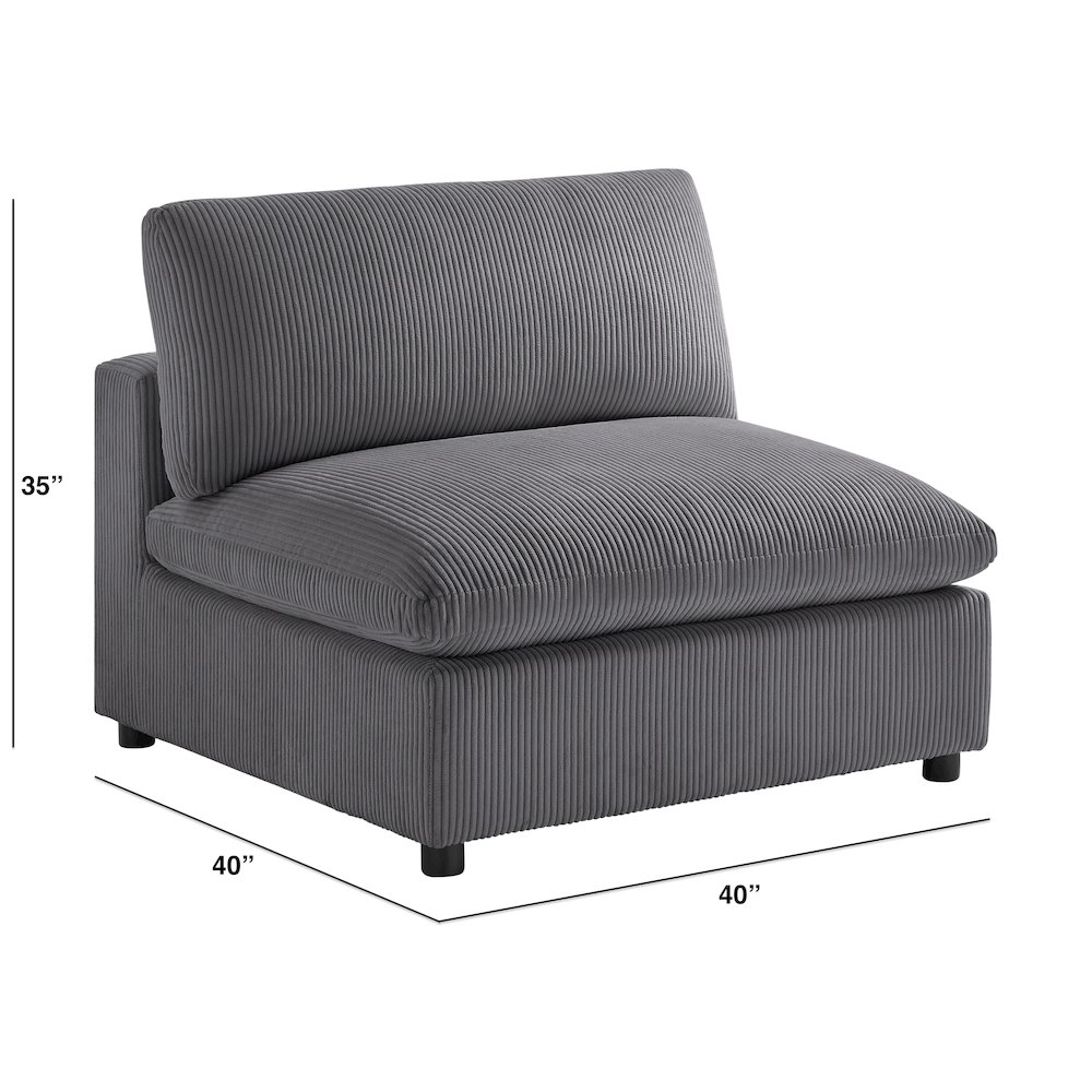 Casella Armless Chair – Charcoal Corduroy