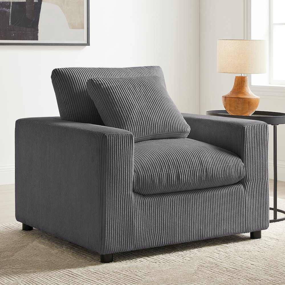 Casella Modern Armchair – Charcoal Corduroy