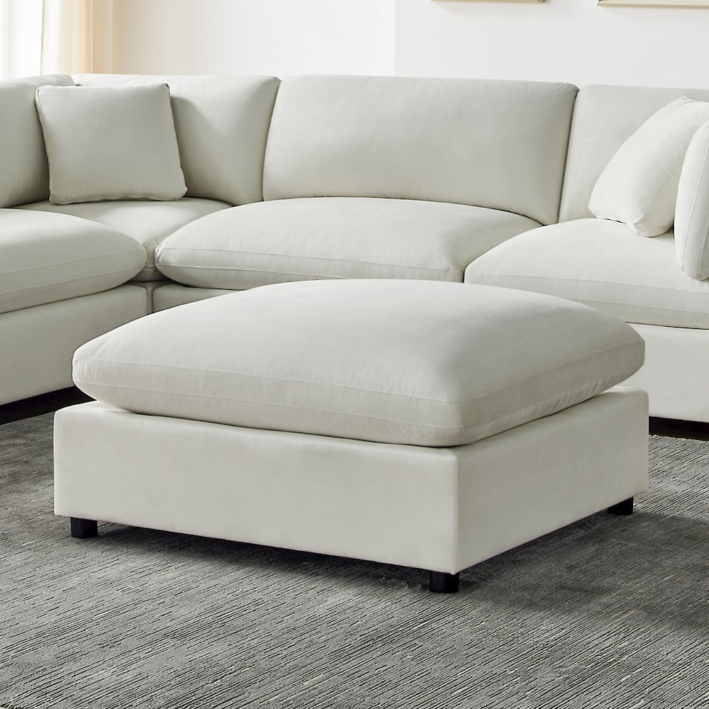 Casella Ivory Fabric Ottoman