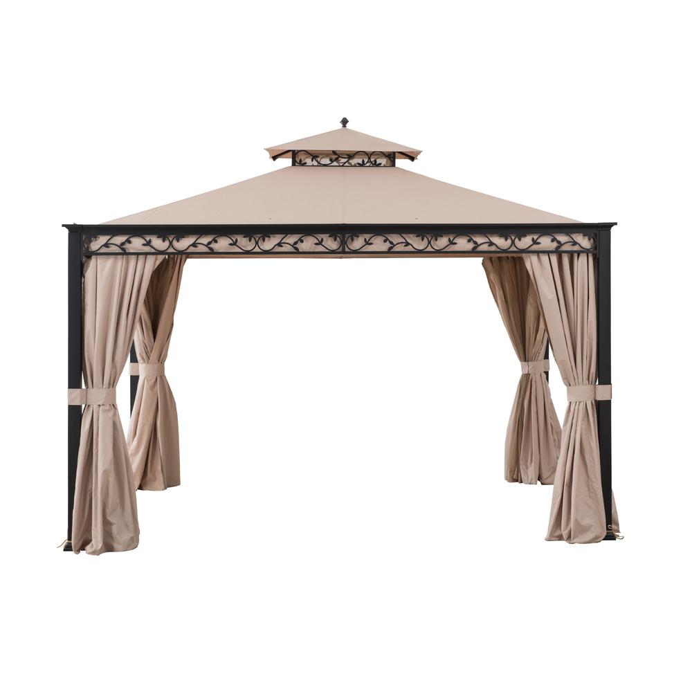 Sunjoy Patio 10 x 12 ft Steel Gazebo with Decorative Vine Frame Detail