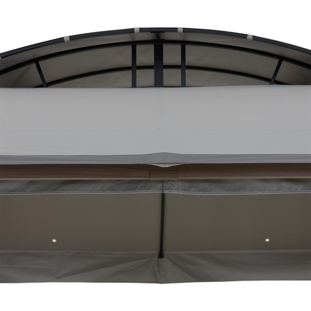 Sunjoy 11×13 ft. Gray Outdoor Patio Soft Top Woodgrain Steel Framed Gazebo