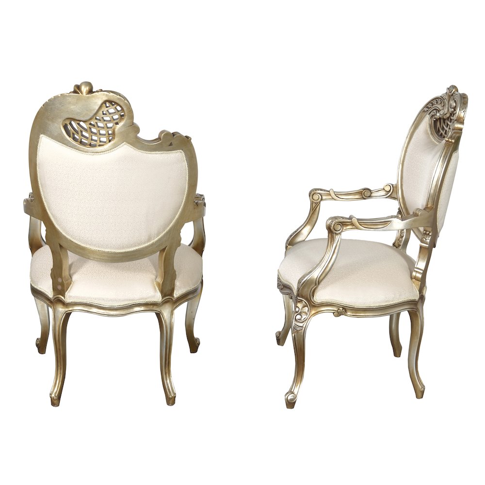 Platine Pair of French Rococo Mahogany Fire Side Chairs