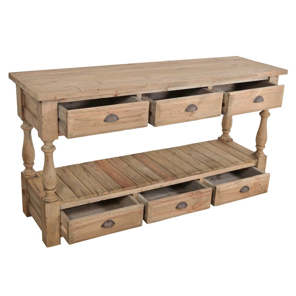 Farmhouse 6 drawer Console Table