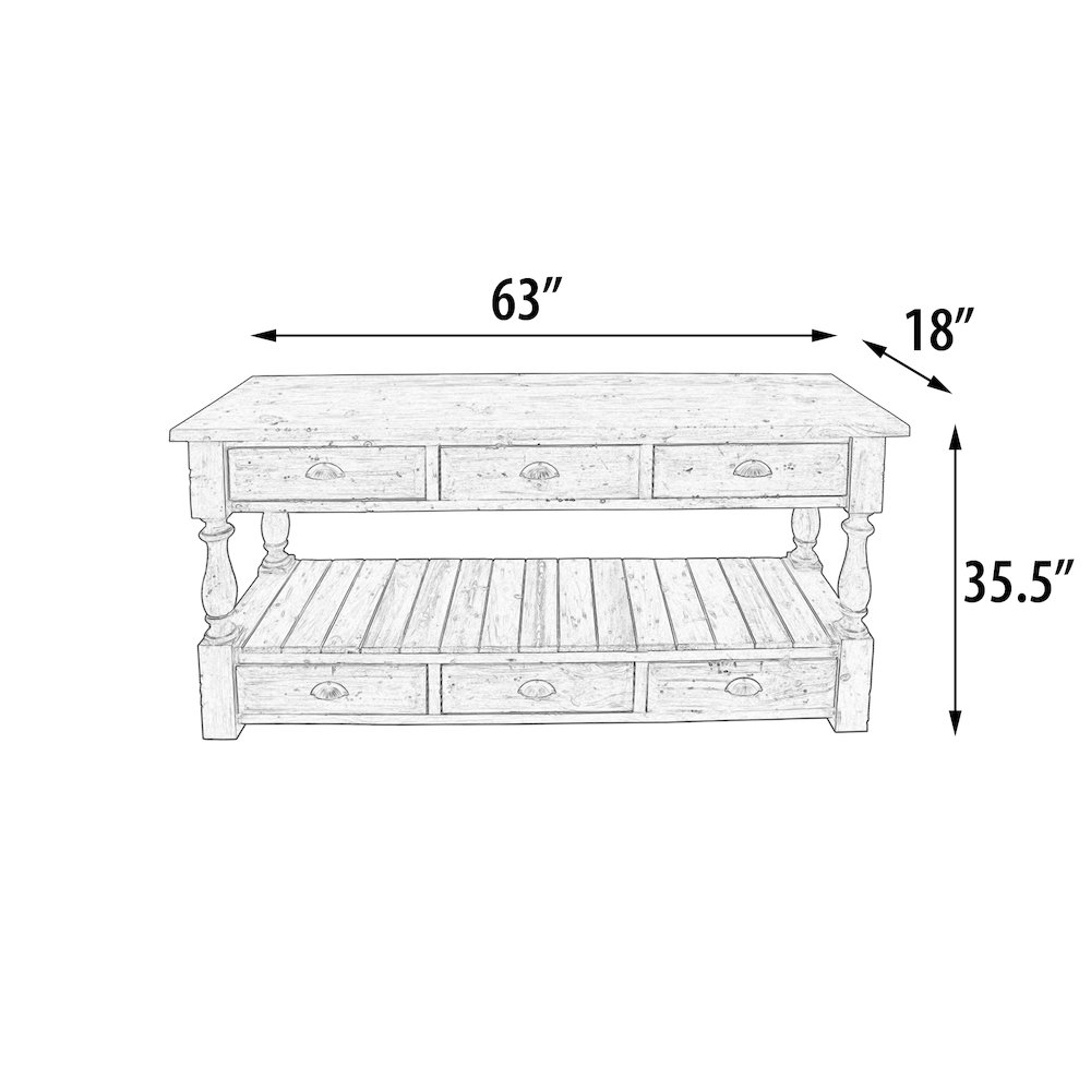Farmhouse 6 drawer Console Table