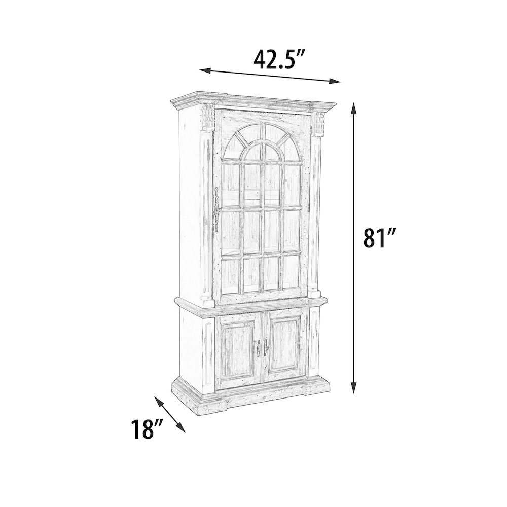 Farmhouse Tall Cabinet Hutch in White Chalk and Natural