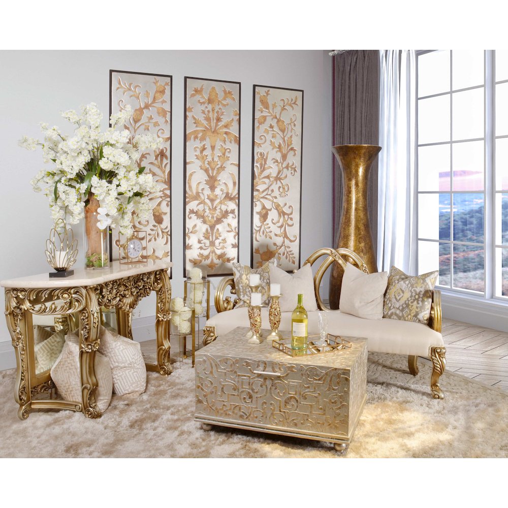 Platine Petticoat Crema Marble Top Console Table