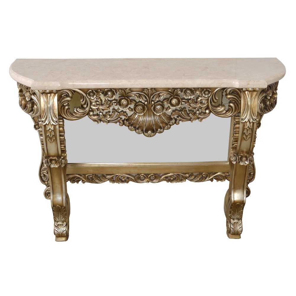 Platine Petticoat Crema Marble Top Console Table