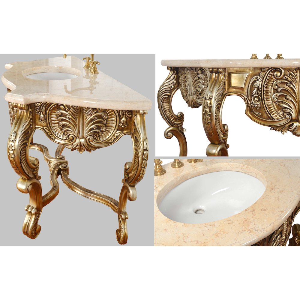 Platine Carved Marble Top Vanity Sink