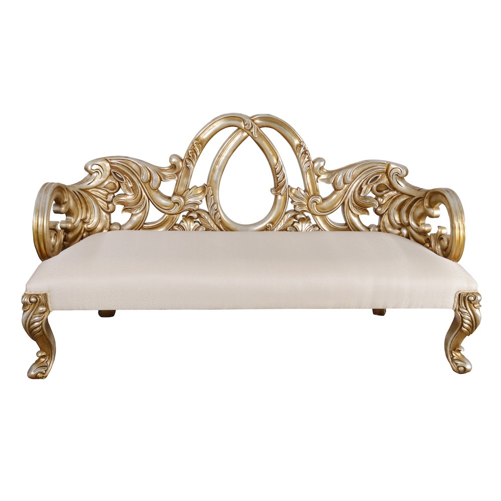 Heavy Carved 3 Seat Bed Bench-Platine