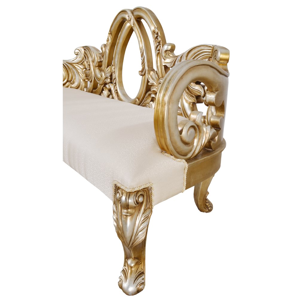 Heavy Carved 3 Seat Bed Bench-Platine