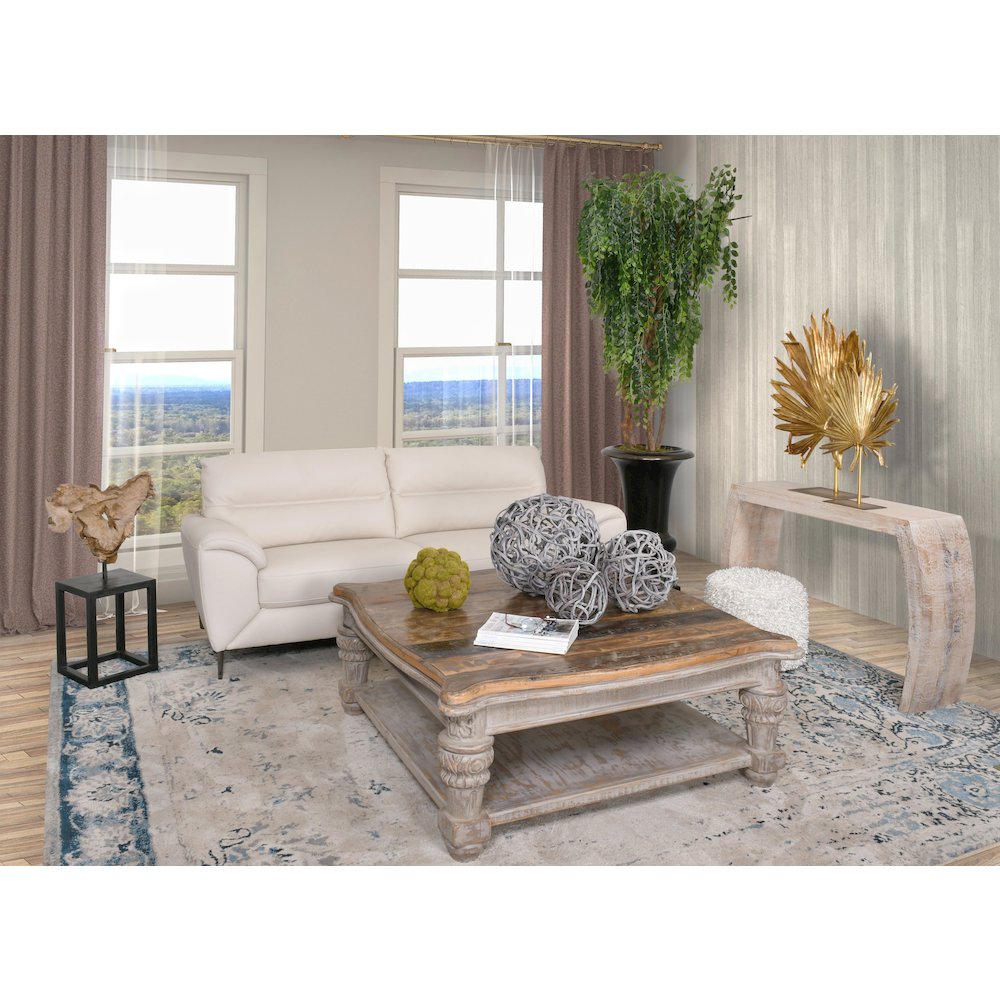 Mango Curved Console Table White Wash