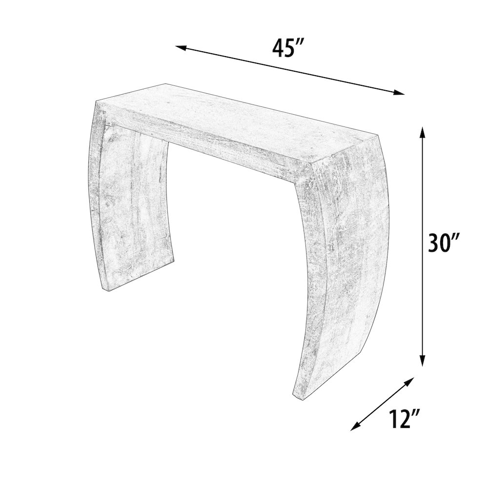 Mango Curved Console Table White Wash