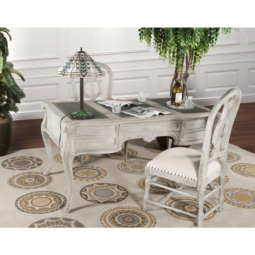 Mystique Gray Large Mahogany Writing Desk