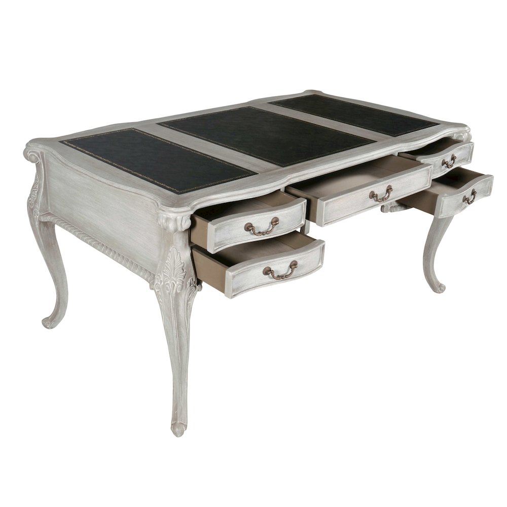 Mystique Gray Large Mahogany Writing Desk