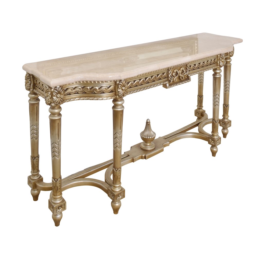 Grand Carved Console with Marble Top 68″W-Platine