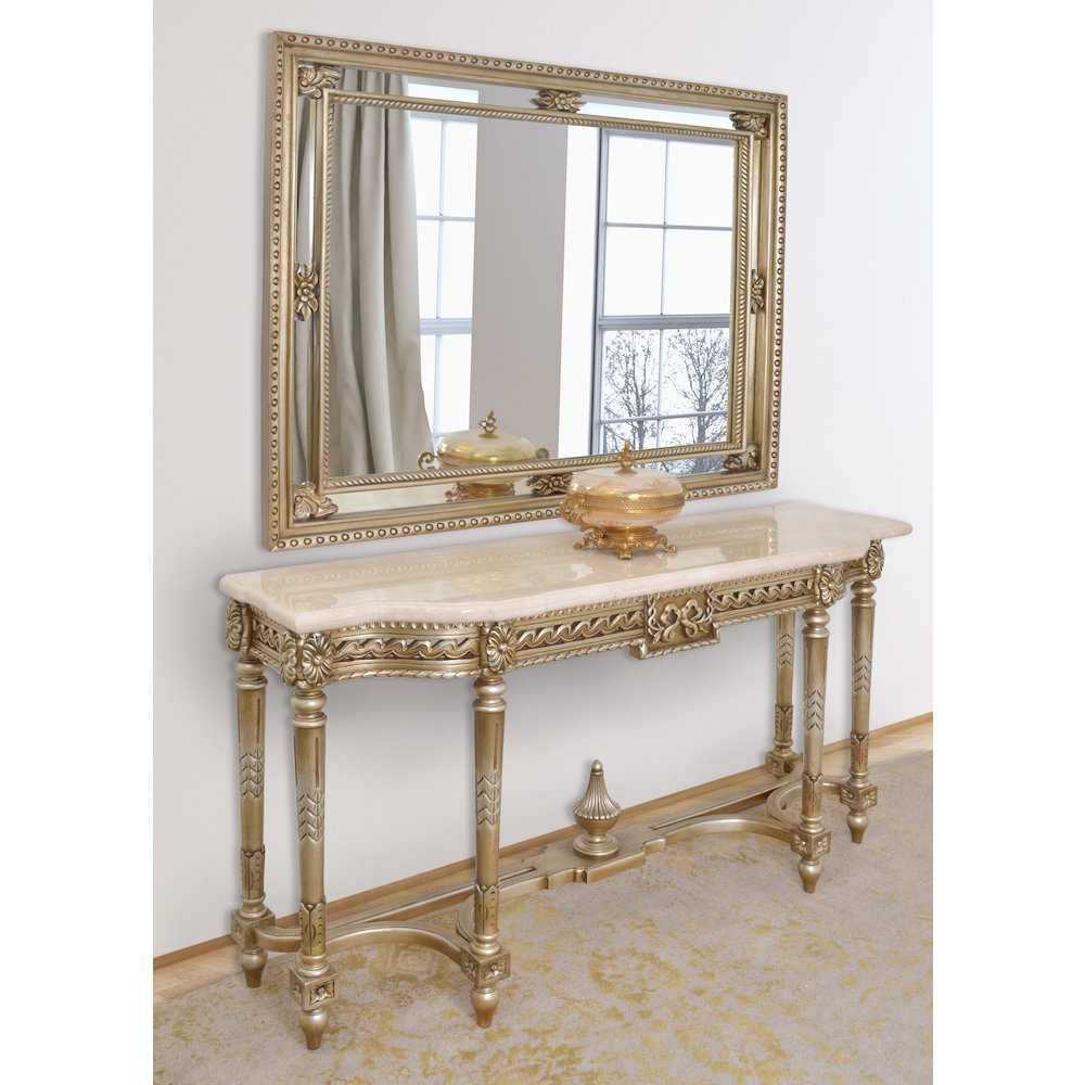 Grand Carved Console with Marble Top 68″W-Platine