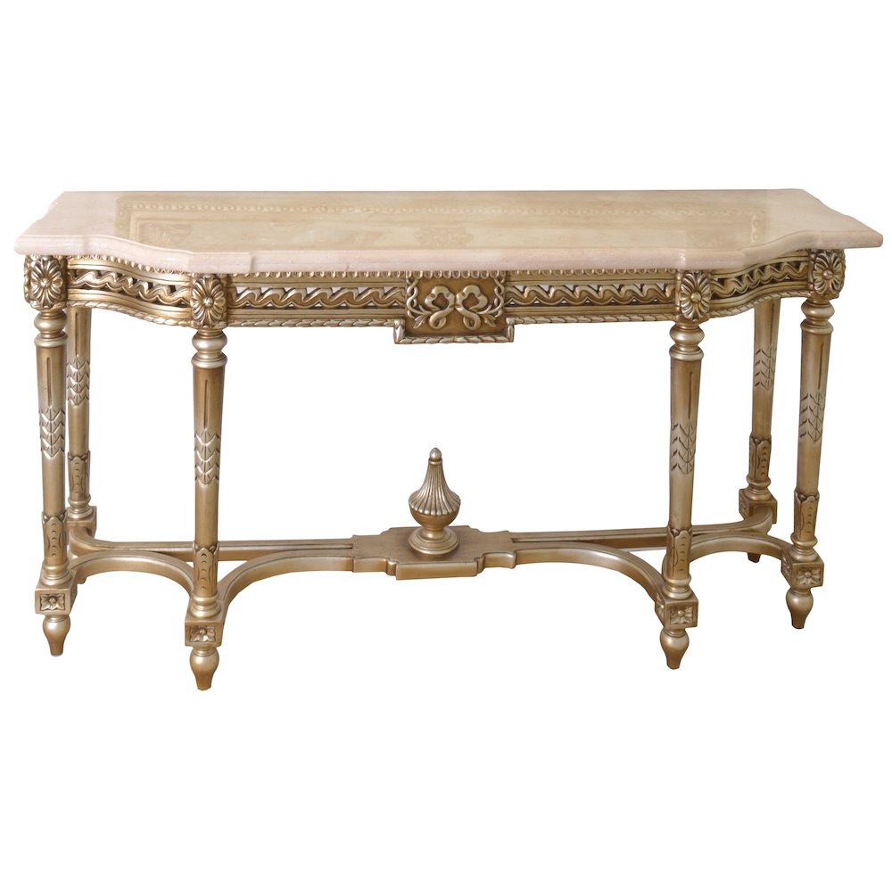 Grand Carved Console with Marble Top 68″W-Platine