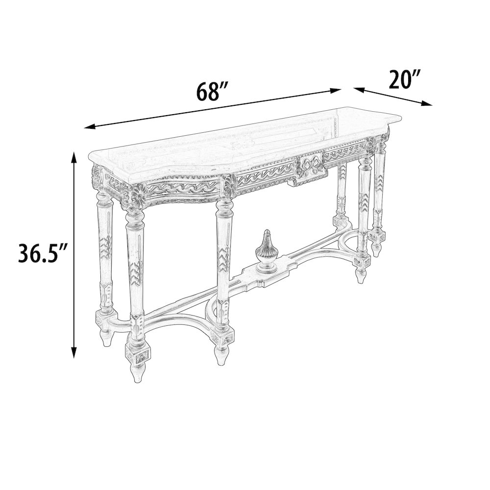 Grand Carved Console with Marble Top 68″W-Platine