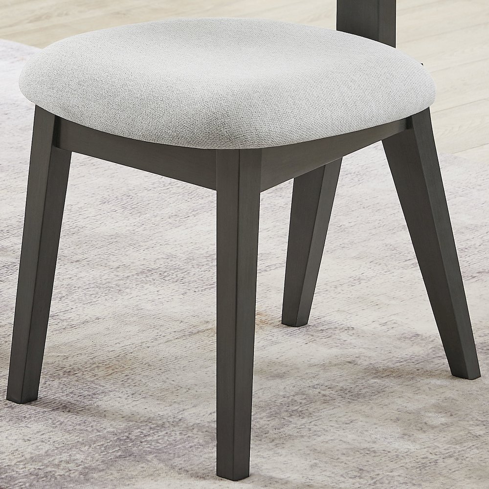 Valencia Set of 2 Light Gray Fabric Upholstered Dining Chairs with Wood Frame