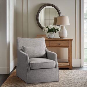 London London Upholstered Skirted Swivel Armchair with Lumbar Pillow from Martha Stewart in  Grey. London London Upholstered Skirted Swivel Armchair with Lumbar Pillow from Martha Stewart in  Grey. London London Upholstered Skirted Swivel Armchair with Lumbar Pillow from Martha Stewart in  Grey. London London Upholstered Skirted Swivel Armchair with Lumbar Pillow from Martha Stewart in  Grey. London London Upholstered Skirted Swivel Armchair with Lumbar Pillow from Martha Stewart in  Grey.