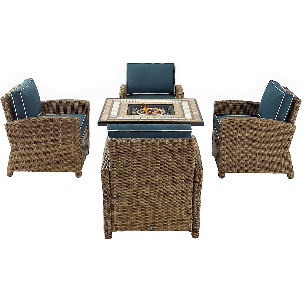 Bradenton 5Pc Wicker Outdoor Chair Set W/ Fire Table