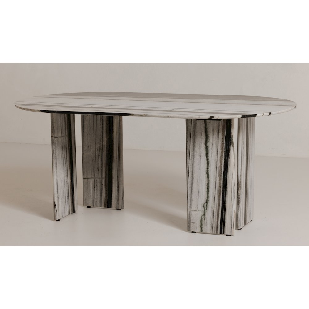 Celia Oval Dining Table Panda Marble