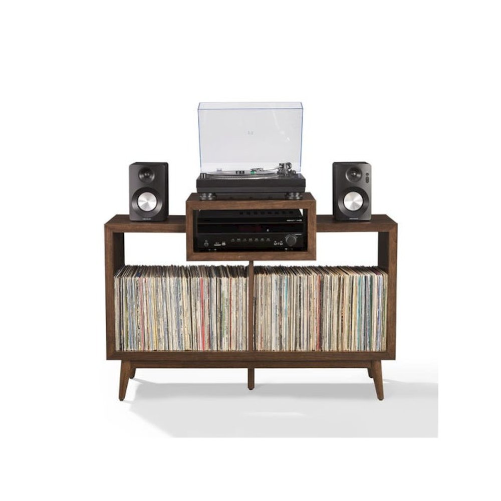 Nashville Medium Record Player Stand With Vinyl Storage Brown