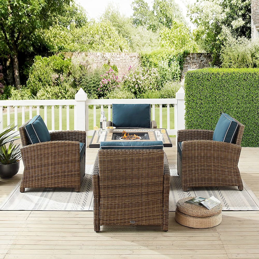 Bradenton 5Pc Wicker Outdoor Chair Set W/ Fire Table