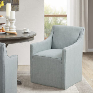 Charlotte Upholstered Dining Arm Chair with Hidden Casters from Madison Park in  Blue. Charlotte Upholstered Dining Arm Chair with Hidden Casters from Madison Park in  Blue. Charlotte Upholstered Dining Arm Chair with Hidden Casters from Madison Park in  Blue. Charlotte Upholstered Dining Arm Chair with Hidden Casters from Madison Park in  Blue. Charlotte Upholstered Dining Arm Chair with Hidden Casters from Madison Park in  Blue.