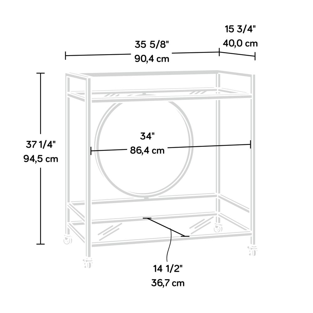 Int Lux Bar Cart Cle Satin Gold/Glass 3A