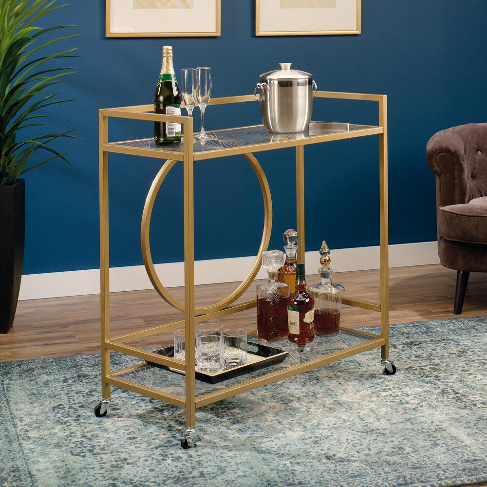 Int Lux Bar Cart Cle Satin Gold/Glass 3A