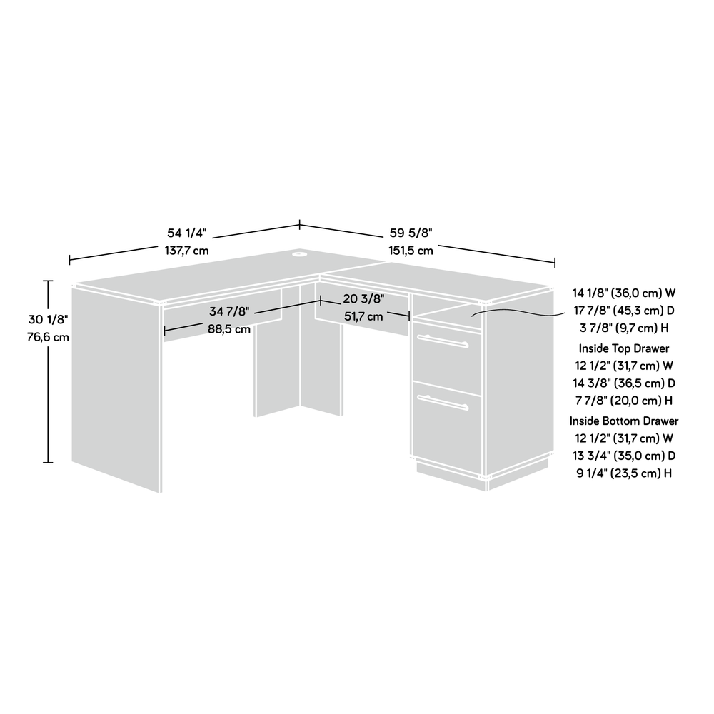 Vista Key L-Desk Pearl Wh/Blaze Acaci