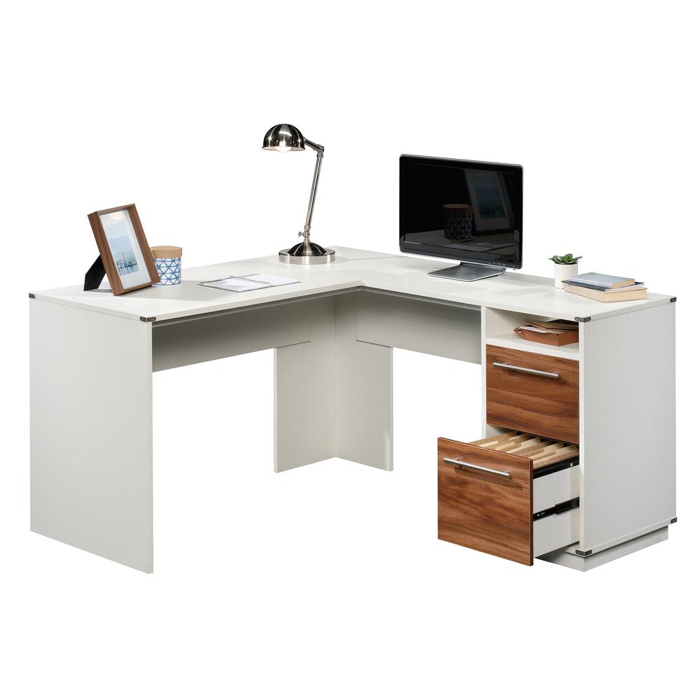 Vista Key L-Desk Pearl Wh/Blaze Acaci