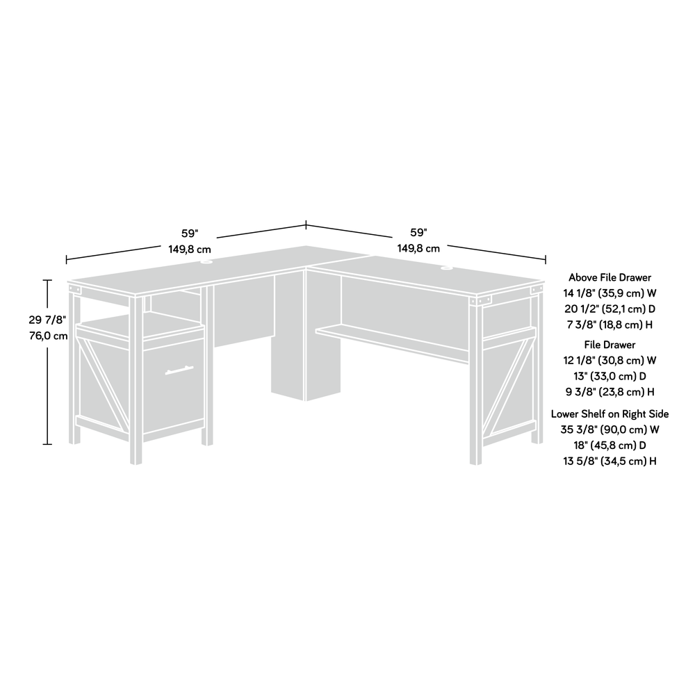 Bridge Acre Rustic Farmhouse L-Desk Oo