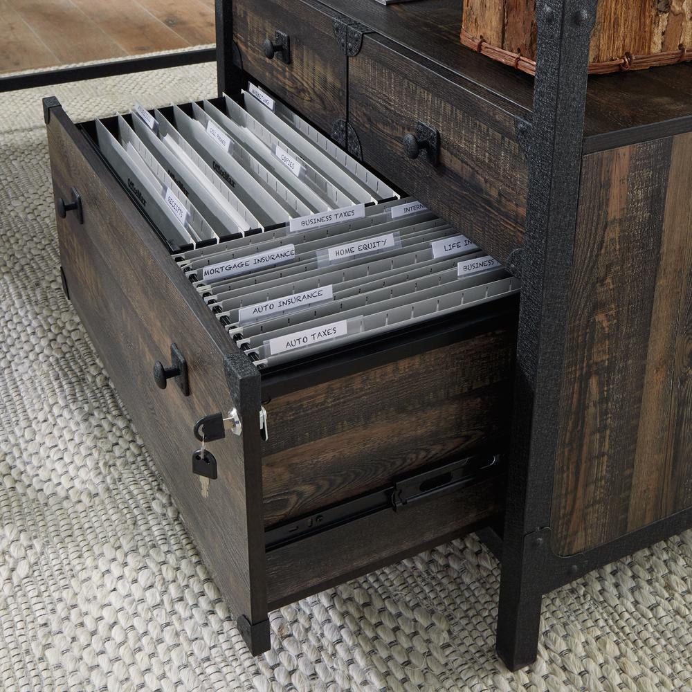 Steel River L-Shaped Desk  Carbon Oak