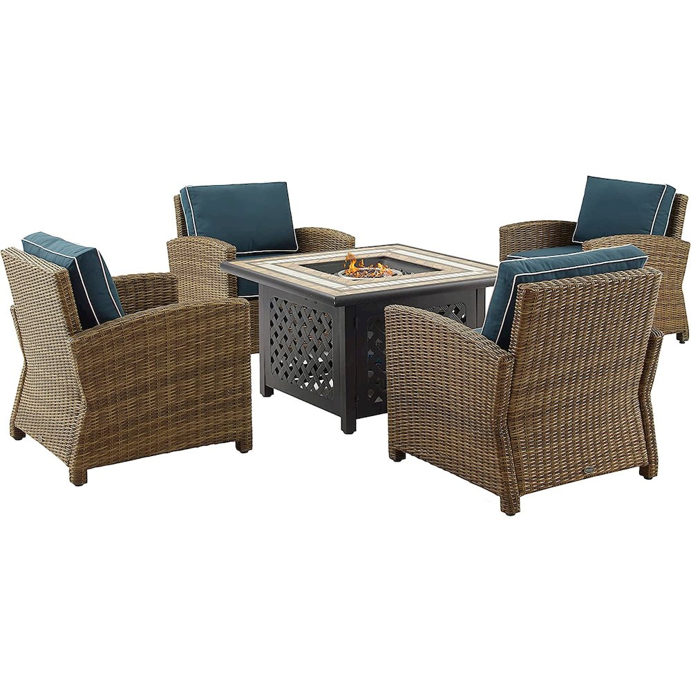 Bradenton 5Pc Wicker Outdoor Chair Set W/ Fire Table