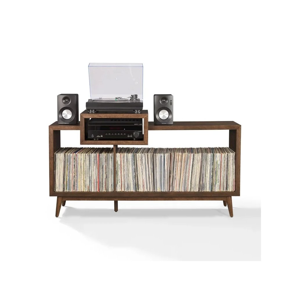 Nashville Large Record Player Stand With Vinyl Storage Brown